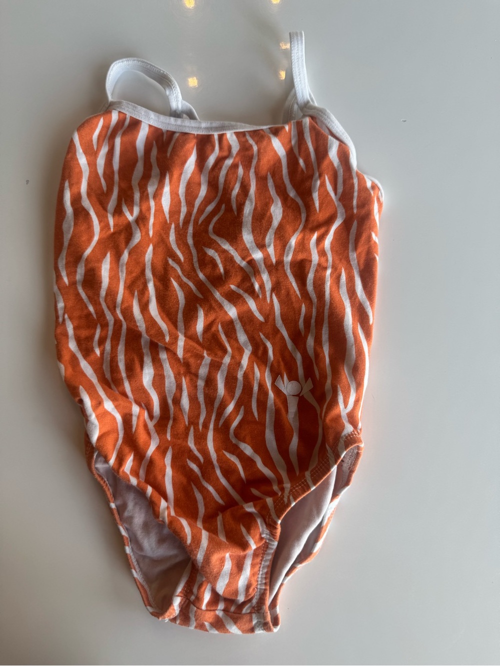 Girls Orange Zebra-Print Dance Leotard